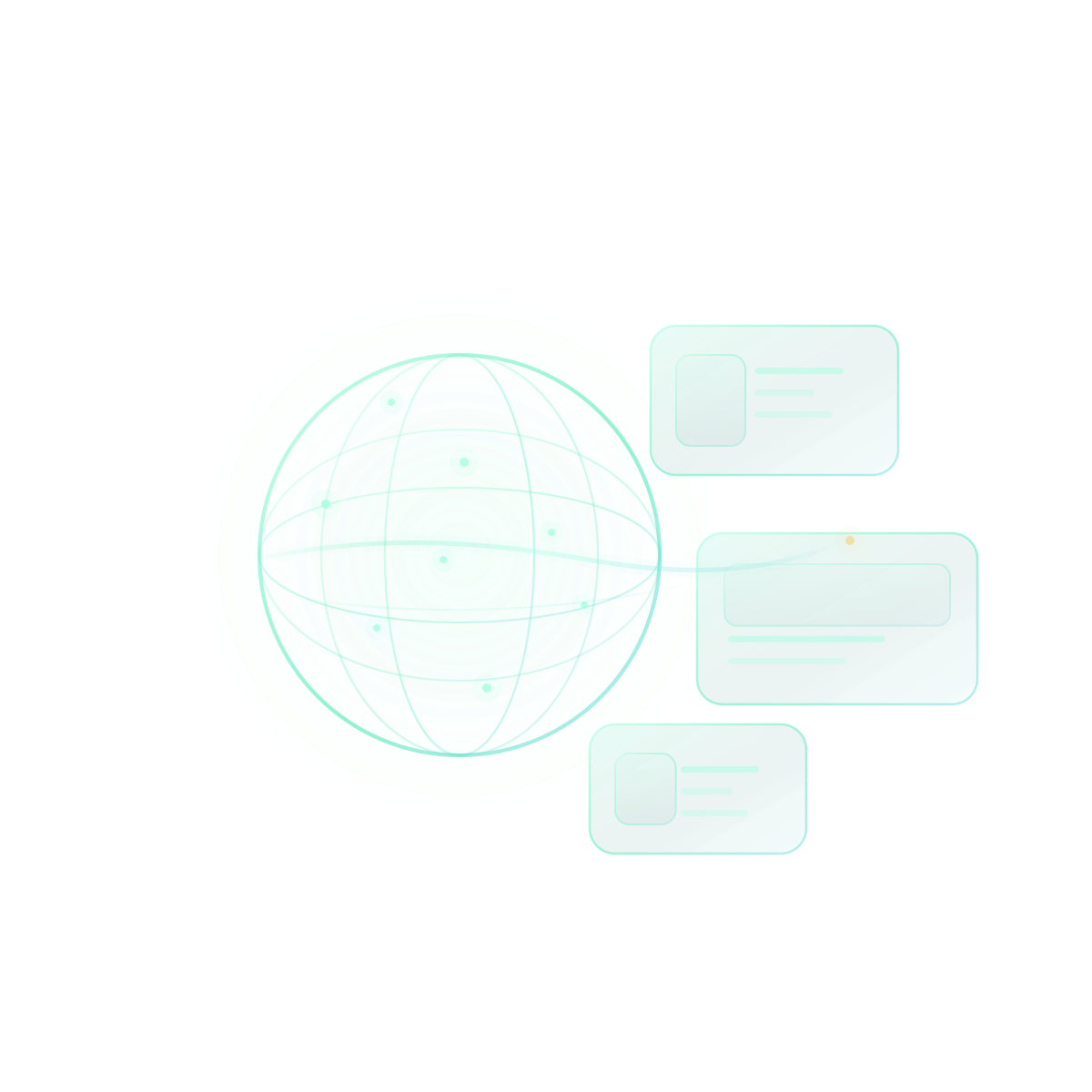 Glowing line-art site intelligence graphic showing SIA reading a website before writing